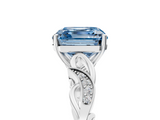 White gold Fancy Blue Asscher  Solitaire Vine Band with Milgrain Prong Setting_8