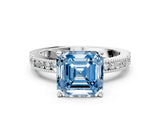 White gold Fancy Blue Asscher  Solitaire with Pavé Band and Four-Prong Setting_45