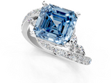 White gold Fancy Blue Asscher  Solitaire with Pavé Twist Band and Four-Prong Setting_18