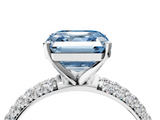 White gold Fancy Blue Asscher  Solitaire with Pave Band and Four-Prong Setting_24