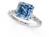 White gold Fancy Blue Asscher  Solitaire with Side Baguettes and Channel Set Band_1