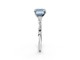 White gold Fancy Blue Asscher  Solitaire with Side Baguettes and Channel Set Band_2