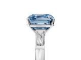 White gold Fancy Blue Asscher  Solitaire with Tapered Baguette Side Stones on a Classic Band with Four-Prong Setting_5