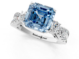 White gold Fancy Blue Asscher  Three-Stone Diamond Ring with Pavé Split Shank and Four-Prong Setting_18