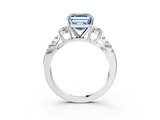 White gold Fancy Blue Asscher  Three-Stone Diamond Ring with Pavé Split Shank and Four-Prong Setting_20