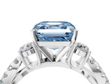 White gold Fancy Blue Asscher  Three-Stone Diamond Ring with Pavé Split Shank and Four-Prong Setting_21
