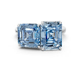 White gold Fancy Blue Asscher  and Emerald Cut Toi Moi Ring with Prong Setting_64
