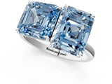 White gold Fancy Blue Asscher  and Emerald Cut Toi Moi Ring with Prong Setting_65