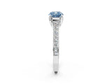 White gold Fancy Blue Cushion  Brilliant Cut Diamond Engagement Ring with Pavé Band and Four-Prong Setting_51