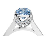White gold Fancy Blue Cushion  Brilliant Cut Diamond Engagement Ring with Pavé Band and Four-Prong Setting_53