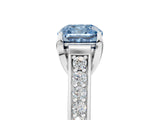 White gold Fancy Blue Cushion  Brilliant Cut Diamond Engagement Ring with Pavé Band and Four-Prong Setting_54