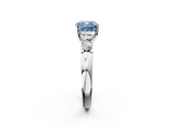 White gold Fancy Blue Cushion  Brilliant Cut Diamond Five-Stone Prong Set Engagement Ring with Channel Band_5