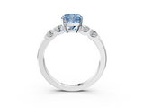 White gold Fancy Blue Cushion  Brilliant Cut Diamond Five-Stone Prong Set Engagement Ring with Channel Band_6