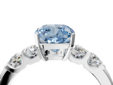 White gold Fancy Blue Cushion  Brilliant Cut Diamond Five-Stone Prong Set Engagement Ring with Channel Band_7