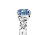 White gold Fancy Blue Cushion  Brilliant Cut Diamond Five-Stone Prong Set Engagement Ring with Channel Band_8