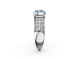 White gold Fancy Blue Cushion  Brilliant Diamond Channel Set Wide Band Ring with Bezel Setting_22