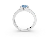 White gold Fancy Blue Cushion  Brilliant Diamond Channel Set Wide Band Ring with Bezel Setting_23