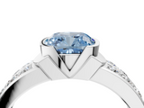 White gold Fancy Blue Cushion  Brilliant Diamond Channel Set Wide Band Ring with Bezel Setting_24