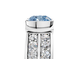 White gold Fancy Blue Cushion  Brilliant Diamond Channel Set Wide Band Ring with Bezel Setting_25