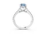 White gold Fancy Blue Cushion  Brilliant Diamond Solitaire with Pavé Band and Four-Prong Setting 4