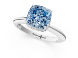 White gold Fancy Blue Cushion  Brilliant Solitaire Engagement Ring with Six-Prong Setting and Classic Band_21