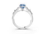 White gold Fancy Blue Cushion  Brilliant Solitaire with Leaf Motif Band and Four-Prong Setting_63