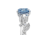 White gold Fancy Blue Cushion  Brilliant Solitaire with Leaf Motif Band and Four-Prong Setting_66
