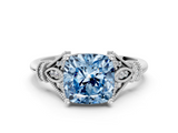 White gold Fancy Blue Cushion  Brilliant Solitaire with Pave Band and Four-Prong Setting_20