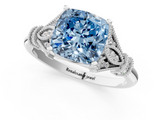 White gold Fancy Blue Cushion  Brilliant Solitaire with Pave Band and Four-Prong Setting_21