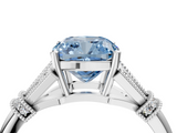 White gold Fancy Blue Cushion  Brilliant Solitaire with Pave Band and Four-Prong Setting_24