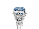 White gold Fancy Blue Cushion  Brilliant Solitaire with Pave Band and Four-Prong Setting_25