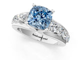 White gold Fancy Blue Cushion  Brilliant Solitaire with Side Stones on a Pave Band and Four-Prong Setting_25