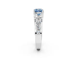 White gold Fancy Blue Cushion  Brilliant Solitaire with Side Stones on a Pave Band and Four-Prong Setting_26