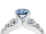 White gold Fancy Blue Cushion  Brilliant Solitaire with Side Stones on a Pave Band and Four-Prong Setting_28