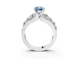 White gold Fancy Blue Cushion  Brilliant Solitaire with Side Stones on a Pave Band and Four-Prong Setting_64