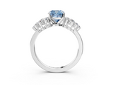 White gold Fancy Blue Cushion  Cluster Diamond Engagement Ring with Pavé Band and Four-Prong Setting_48