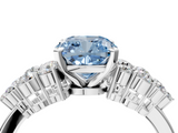 White gold Fancy Blue Cushion  Cluster Diamond Engagement Ring with Pavé Band and Four-Prong Setting_49