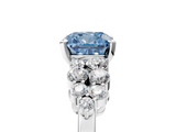 White gold Fancy Blue Cushion  Cluster Diamond Engagement Ring with Pavé Band and Four-Prong Setting_50