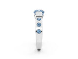 White gold Fancy Blue Cushion Cut Brilliant Channel-Set Diamond Ring with Bezel Prong Setting_14