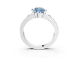 White gold Fancy Blue Cushion Cut Brilliant Channel-Set Diamond Ring with Bezel Prong Setting_15