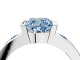 White gold Fancy Blue Cushion Cut Brilliant Channel-Set Diamond Ring with Bezel Prong Setting_16