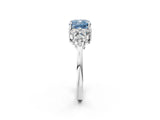 White gold Fancy Blue Cushion Cut Brilliant Diamond Cluster Accent Solitaire Ring with Prong Setting_26