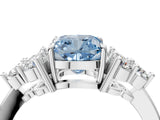 White gold Fancy Blue Cushion Cut Brilliant Diamond Cluster Accent Solitaire Ring with Prong Setting_28