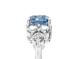 White gold Fancy Blue Cushion Cut Brilliant Diamond Cluster Accent Solitaire Ring with Prong Setting_29