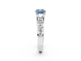 White gold Fancy Blue Cushion Cut Brilliant Diamond Pavé Band with Six-Prong Setting_14