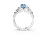 White gold Fancy Blue Cushion Cut Brilliant Diamond Pavé Band with Six-Prong Setting_15