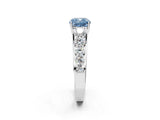White gold Fancy Blue Cushion Cut Brilliant Diamond Pavé Band with Six-Prong Setting_15