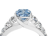 White gold Fancy Blue Cushion Cut Brilliant Diamond Pavé Band with Six-Prong Setting_16