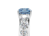 White gold Fancy Blue Cushion Cut Brilliant Diamond Pavé Band with Six-Prong Setting_17