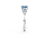 White gold Fancy Blue Cushion Cut Brilliant Diamond Solitaire Ring with Pear Side Stones and Four-Prong Setting_8